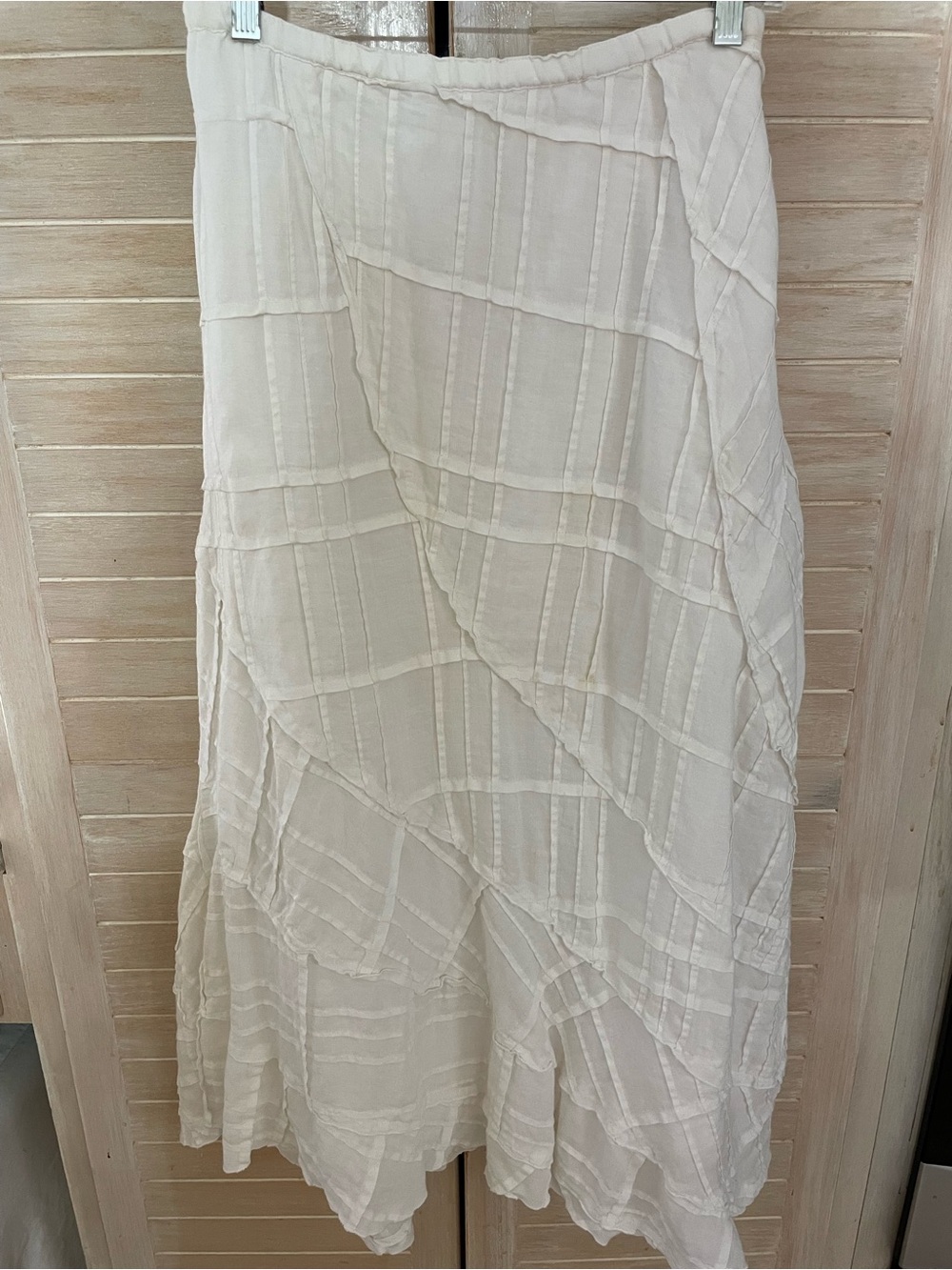 J. Jill Cream Patchwork linen cotton lined white Midi Skirt Large